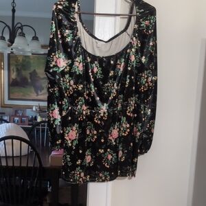 Cato Black Velvet Floral Tunic